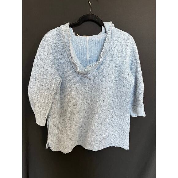 Soft Surroundings Cozumel Hooded Pullover Sweater, Petite Medium, Pockets, Blue - Picture 7 of 10